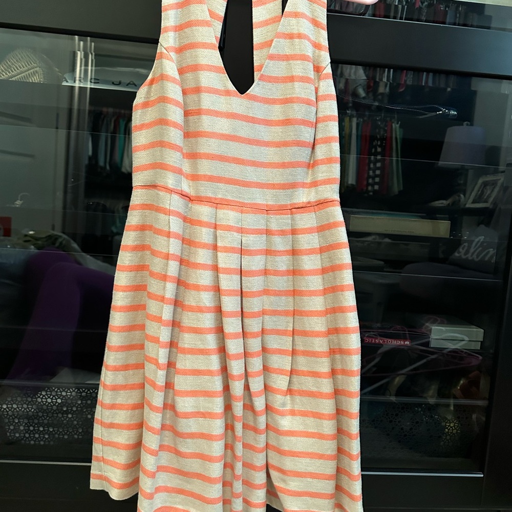 Banana Republic Pink and White Pleated Halter Sundress